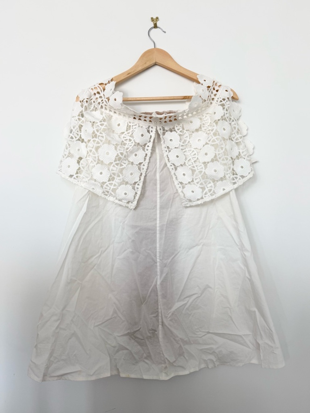 Self-Portrait White Serena Poplin Lace Off-the-Shoulder Mini Dress - US 2 (XS) - Picture 6 of 8